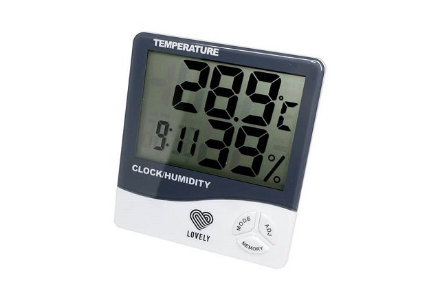 Прибор для измерения температуры и влажности в помещении.